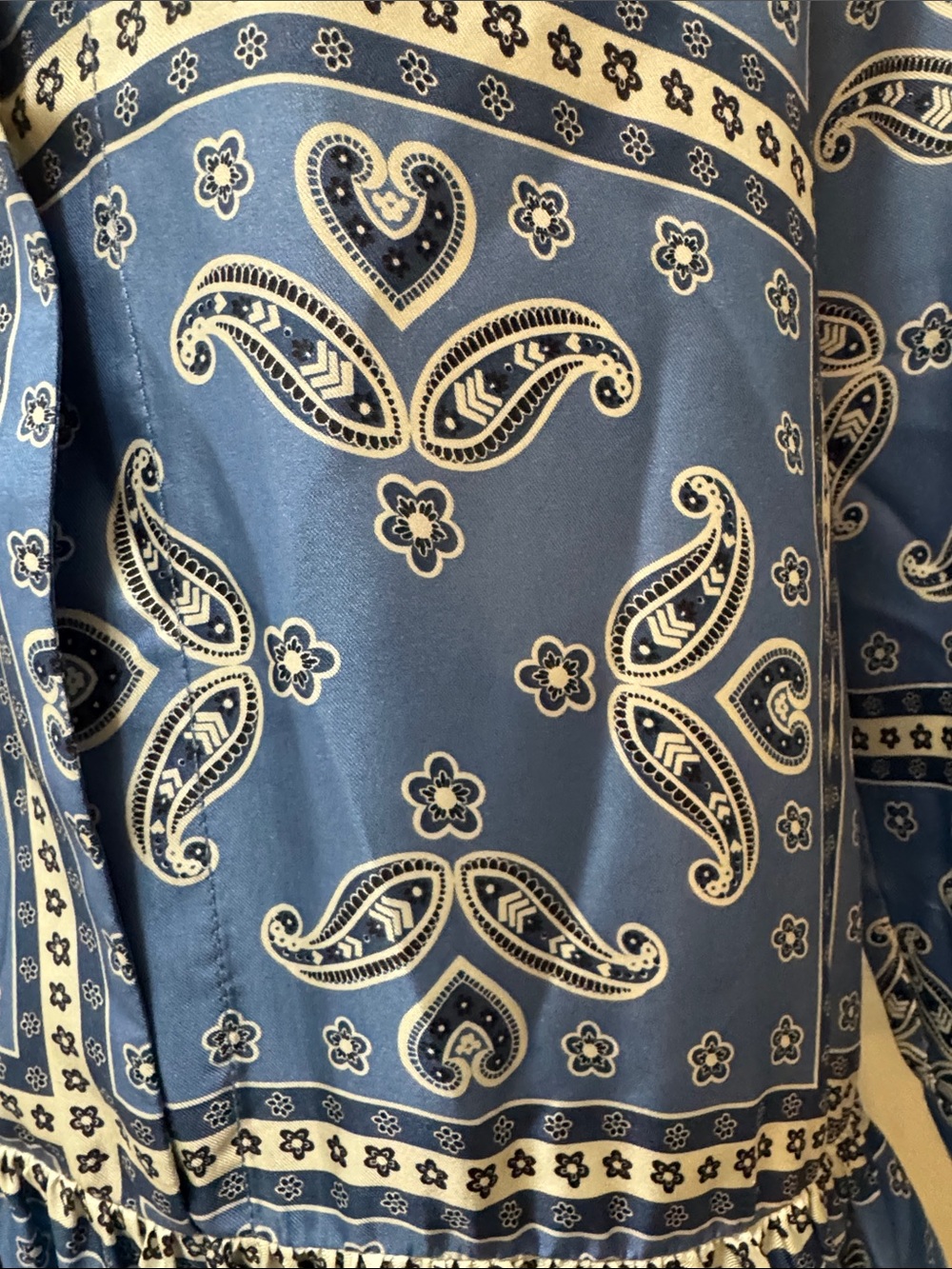 Sandro Blue Paisley Drop-Waist Long-Sleeve Women's Dress - Picture 7 of 16